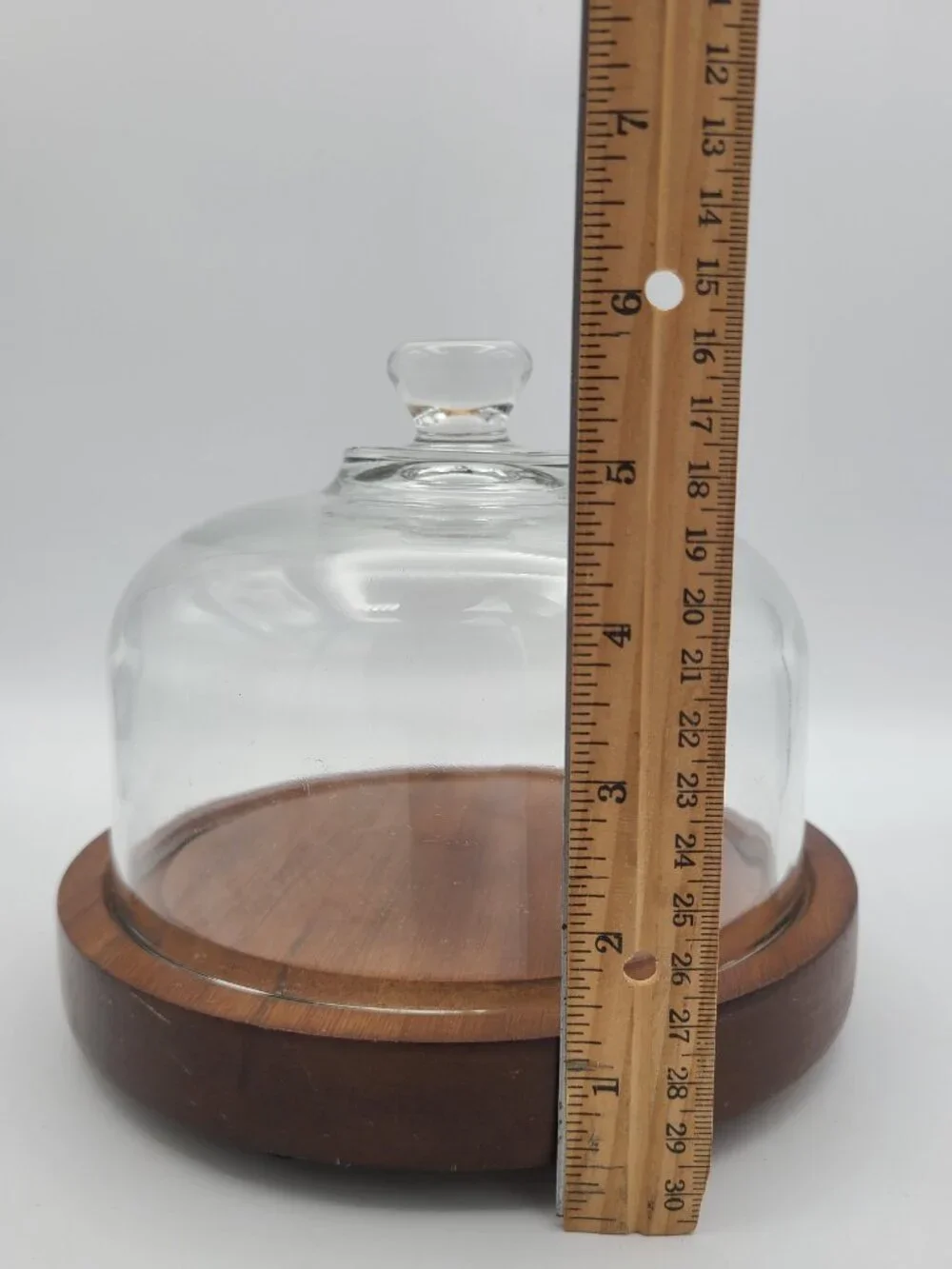 Goodwood Genuine Teak Wood Covered Glass Dome Dessert Cheese Charcuterie Board